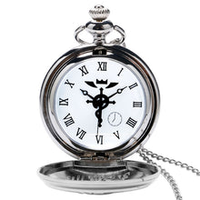 Load image into Gallery viewer, 2019 Silver/Bronze Tone Fullmetal Alchemist Pocket Watch Cosplay Edward Elric Anime Design Boys Pendant Necklace Chain Best Gift